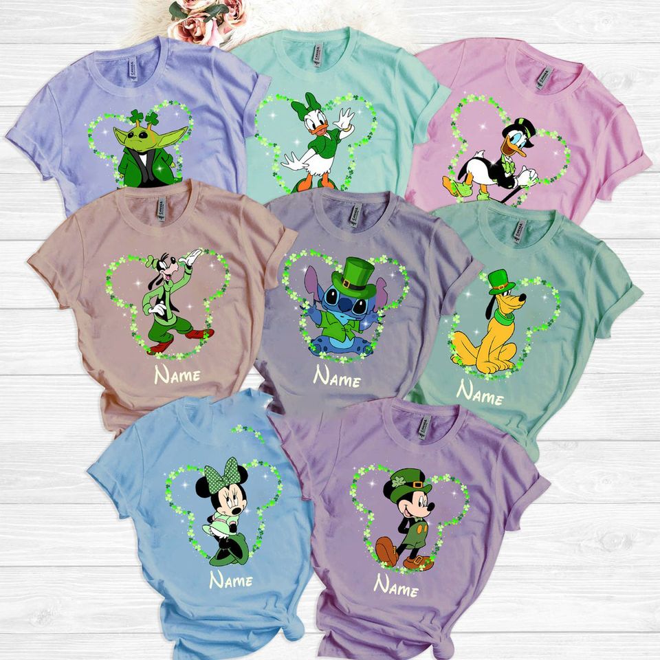 Mickey Minnie Goofy Donald Patrick's Day Lucky Irish Disney Group Matching Custom Shirt