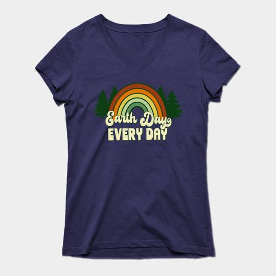 Earth Day Everyday Rainbow Pine Trees T-Shirt