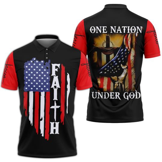 ONE NATIONAL FLAG UNDER GOD FAITH GOD Polo Shirt