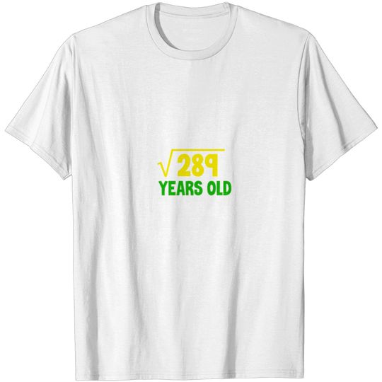 Square Root Of 289 Funny 17th Birthday Math Lover T Shirt
