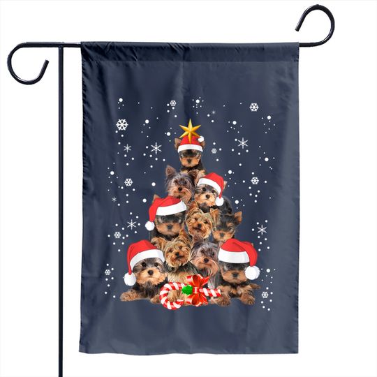 Yorkie Dogs Tree Christmas Sweater Xmas Pet Animal Dog Lover Garden Flag