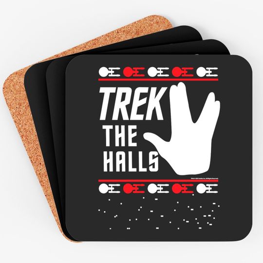 Star Trek The Halls Ugly Christmas Classic Coasters