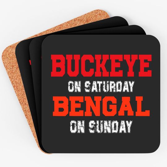Buckeye On Saturday Bengal On Sunday Cincinnati Ohio Vintage Coasters