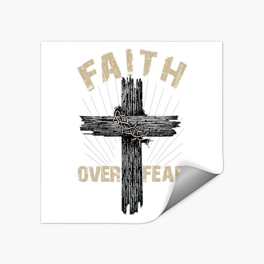 Jesus Christ Cross Faith Over Fear Quote Saying Christian Sticker