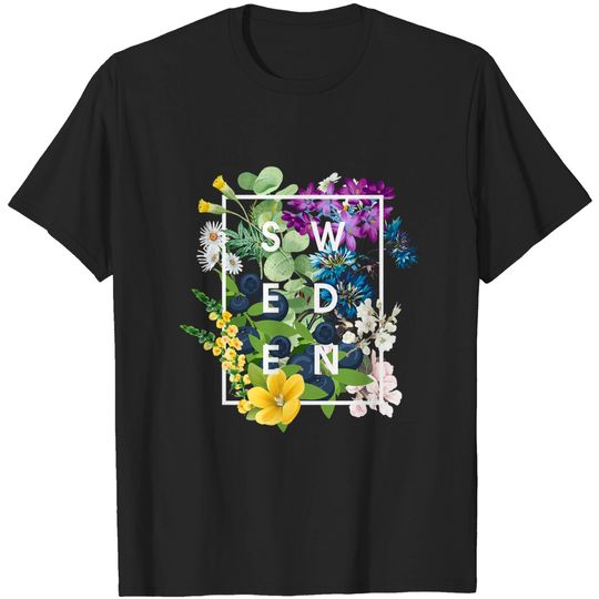 Flowers of Sweden Word Art - Swedish Pride T-Shirt