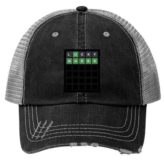 Wordle Lucky Guess  Funny Wordl Grid Word Game Design Trucker Hats
