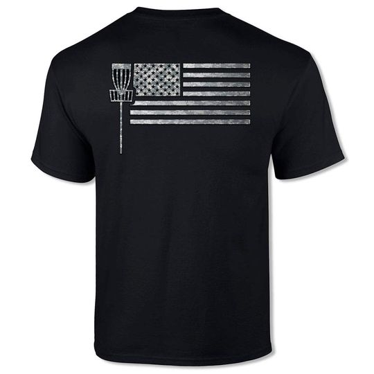 Disc Golfing American Flag Disc Golfer Short Sleeve Tee Shirt