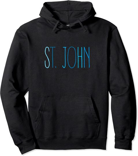 St. John USVI Blue Lettering Pullover Hoodie