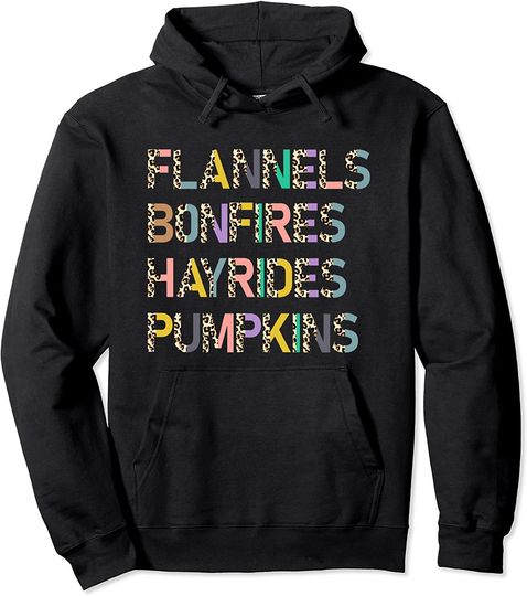 Flannels Bonfires Hayrides Pumpkins FALL Season Cozy Fall Pullover Hoodie