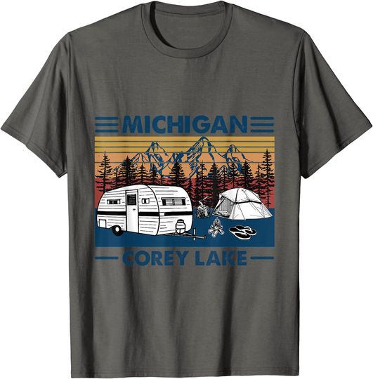 Michigan Corey Lake Funny Fishing Camping Summer T-Shirt