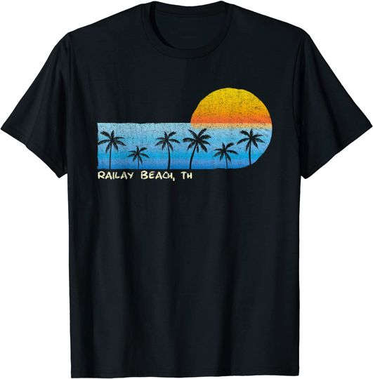 Vintage Railay Beach Palm Trees & Sunset Beach T-Shirt
