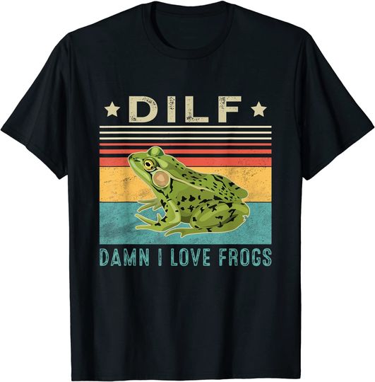 Retro 90s I Love Dilfs Shirt Funny Man I Love Frogs T-Shirt