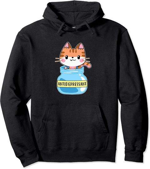 Funny Antidepressant Cat Happiness Cats Lover Pullover Hoodie
