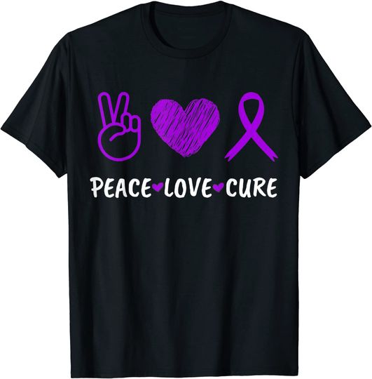 Peace Love Cure Domestic Violence Awareness We Wear Purple T-Shirt