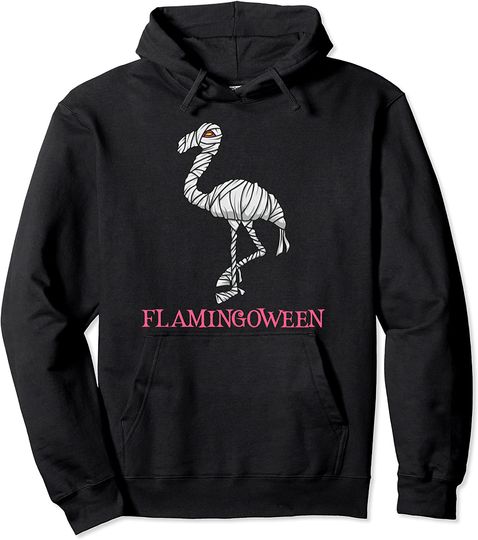 Halloween Flamingo Mummy Happy Flamingoween Pumpkin Pullover Hoodie
