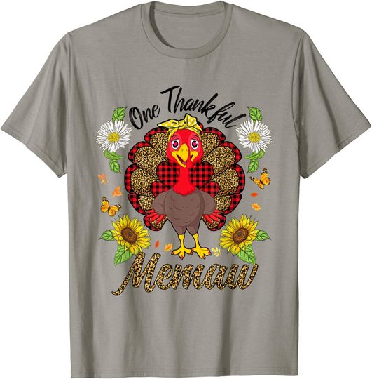 One thankful memaw turkey pumpkin thanksgiving costume T-Shirt
