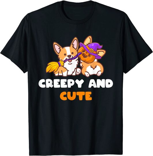 Creepy And Cute Funny Corgi Halloween Costume T-Shirt
