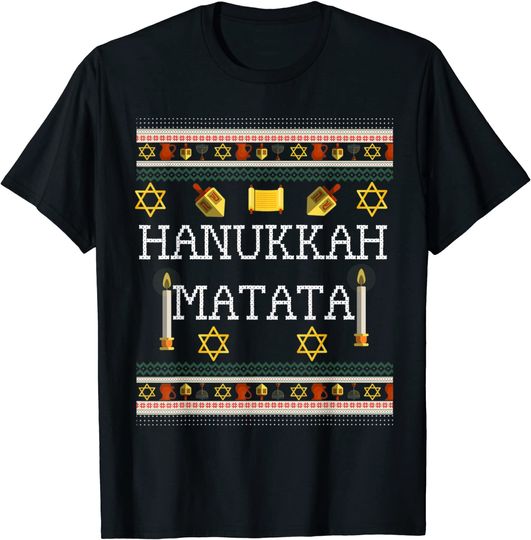 Funny Jewish Dreidel Hanukkah Menorah Candle Ugly Sweater T-Shirt