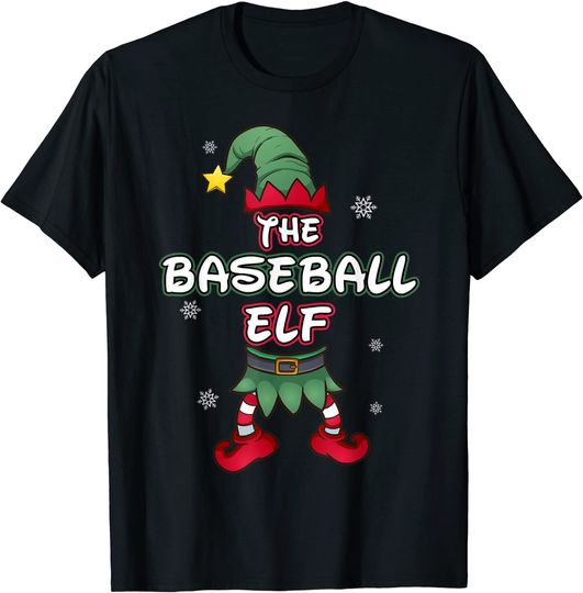 Baseball ElfChristmas Pajamas Matching Family Group T-Shirt