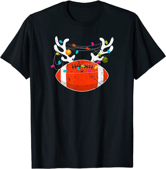 Christmas Lights Football Ball Xmas T-Shirt
