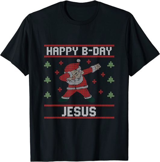 Happy Birthday Jesus Bday Christmas dabbing Santa Xmas T-Shirt