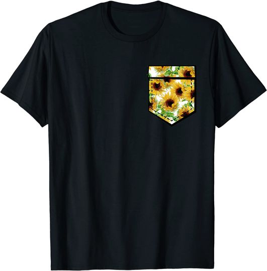 Sunflower Sunflower Aesthetic Pocket Print T-Shirt