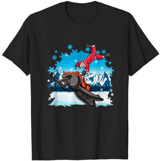 Christmas Snowmobile Santa Claus Snowmobiler Snowmobiling T-Shirt