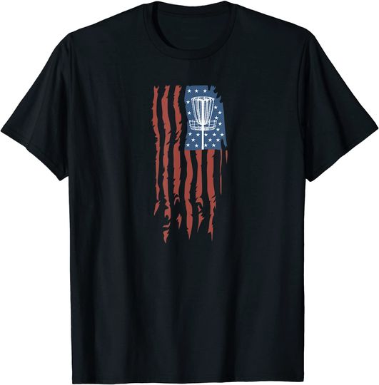 Disc Golf American Flag Retro Frisbee Sports Gift T-Shirt