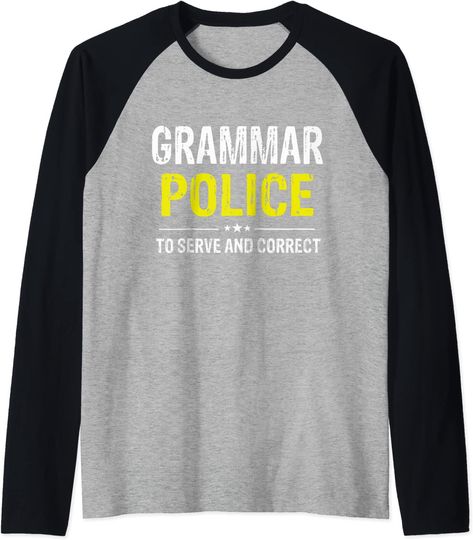 Grammar Police Women and Kids Funny Costume Idea Raglan Baseball Tee