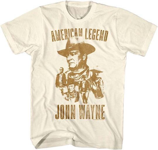 John Wayne Icon Actor American Legend Western Many Faces Adult T-Shirt Tee