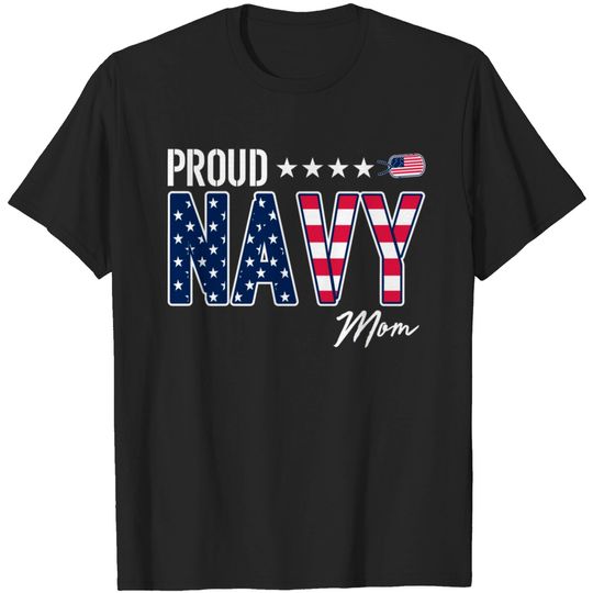 American Flag Proud Navy Mom T Shirt